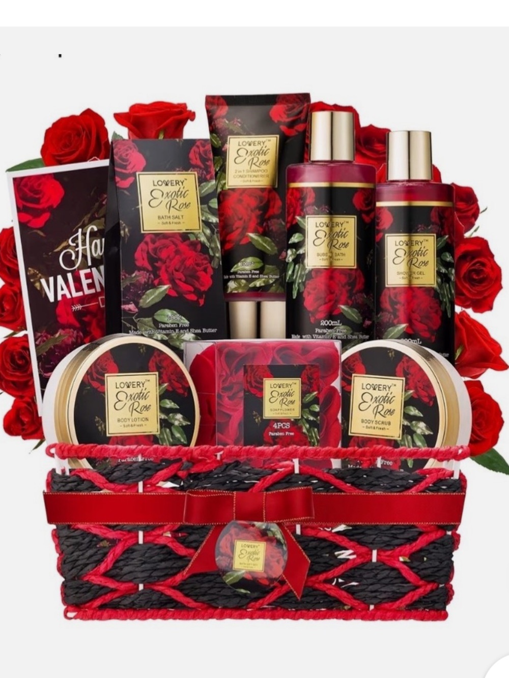 LOVERY Luxury Spa Gift Set Rose Scented Lotion Bath Basket Mothers Day New